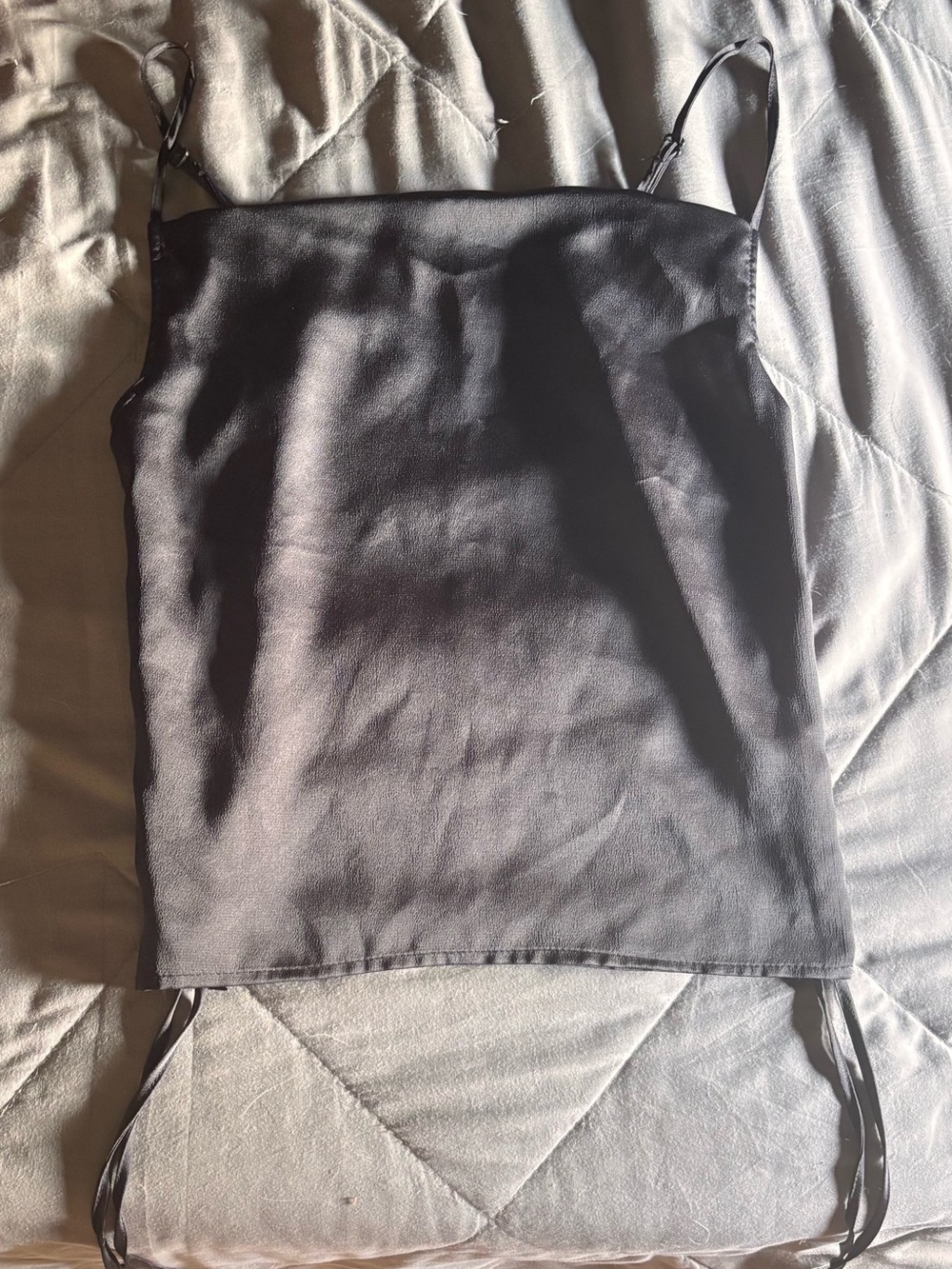 Women's Black Satin Spaghetti Strap Tank Top Size Small
